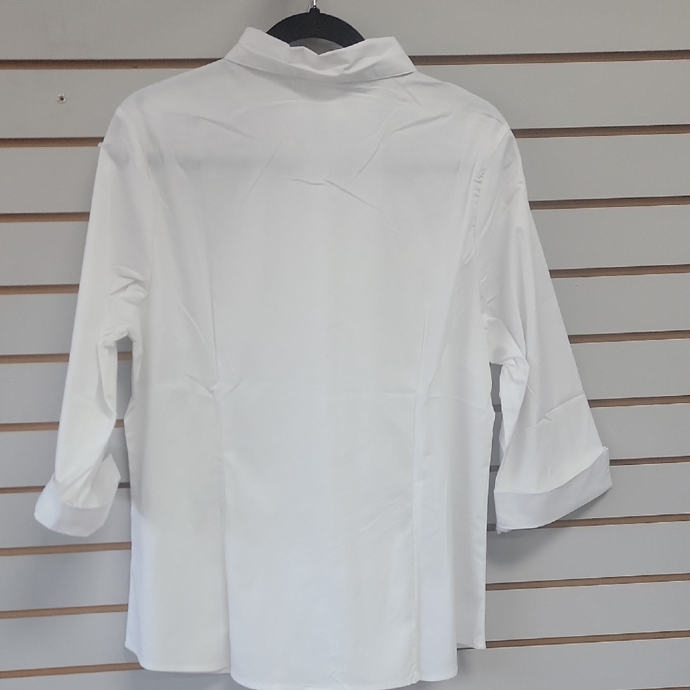 Elegant White Women's Button-Down Shirt. Avaliable In Small Size To 6xl - Picture 6 of 7